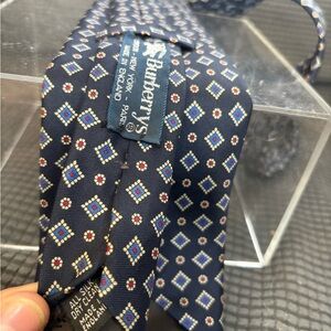 Vintage Burberrys Blue and Red Patterned Silk Tie